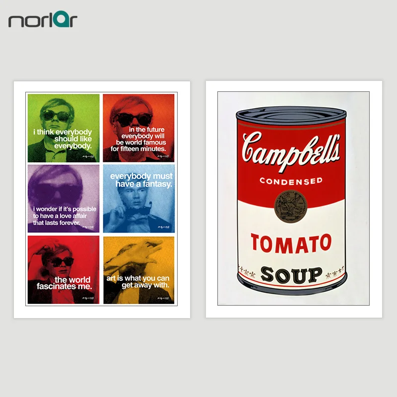 

Campbell's Soup Tomato Art Print by Andy Warhol Quote Wall Art Decor Moon Canvas Painting Wall Picture No Frame for Home Decor