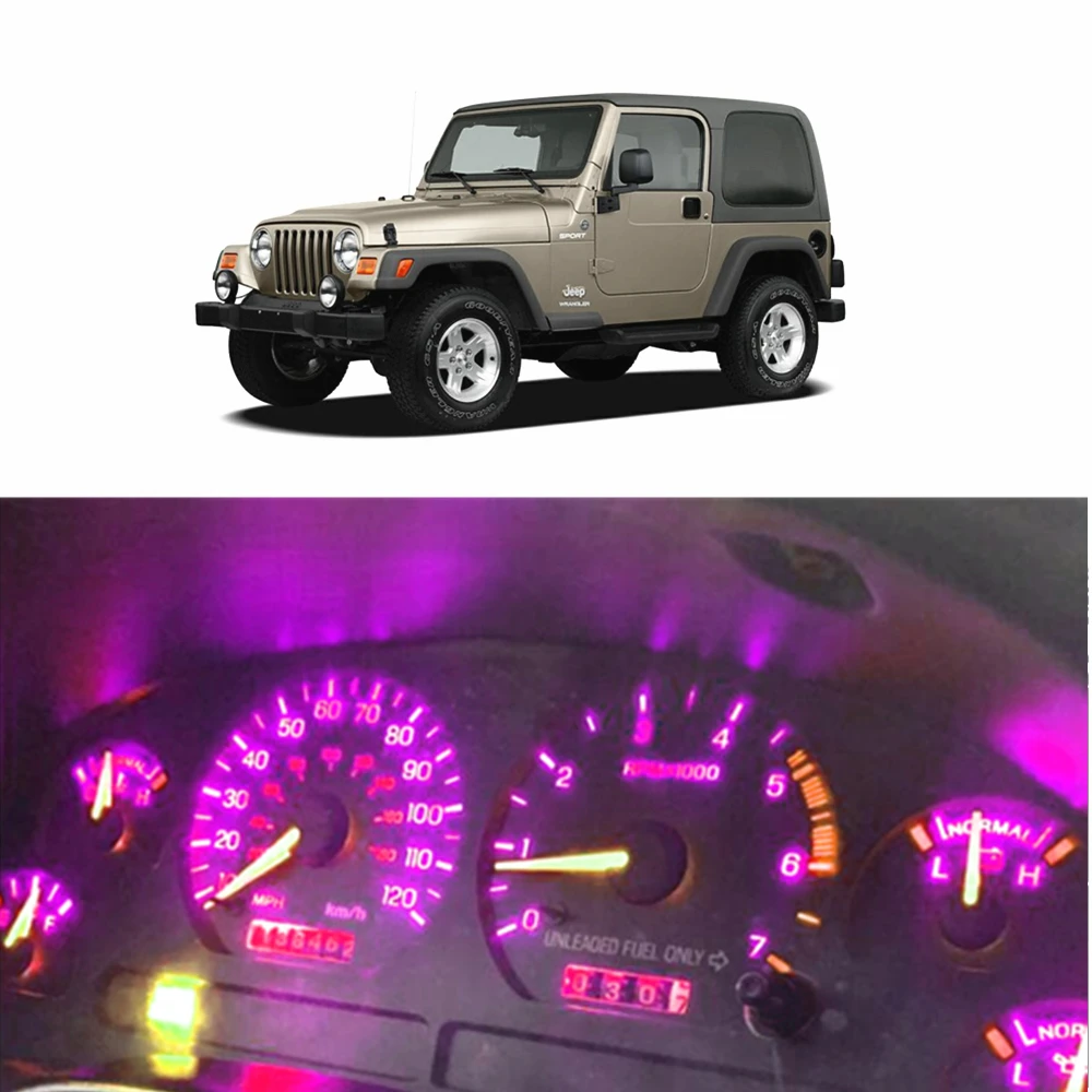 Painel de Instrumentos de Medição Conjunto de Luz Completa para Jeep Wljh Velocímetro Tacômetro Wrangler yj 1987-2006 12v Led 12 velocímetro, tacômetro, conjunto de luz led completa