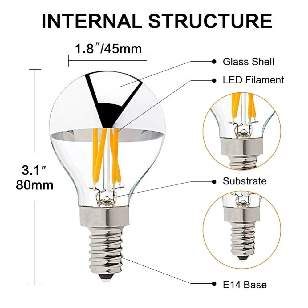 E14 LED Filament Tropfen matt INCANTO 6000K G45-6W 2er Blister = 60W 