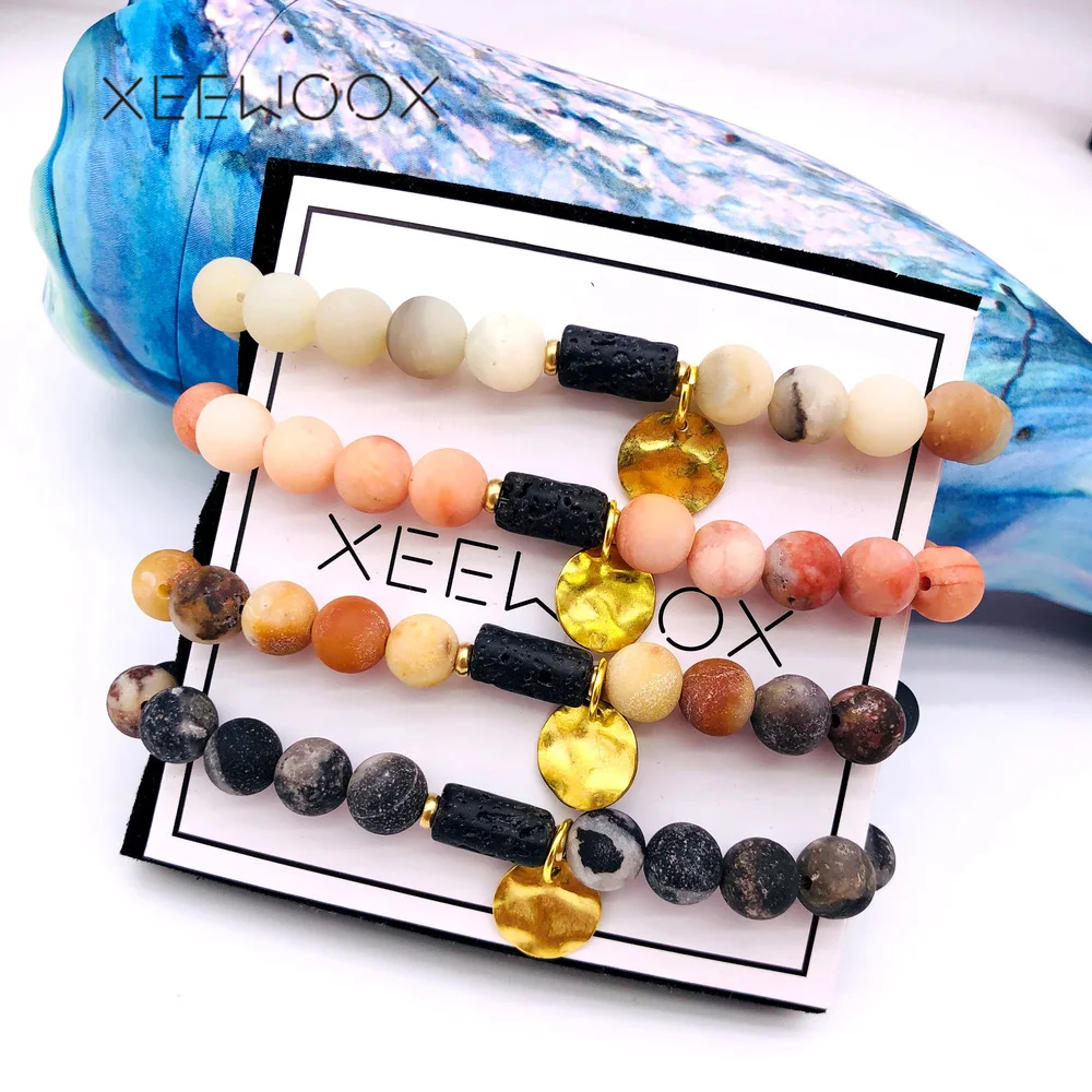 

Lava Stone Essential Oils Diffuser Metal Colorful Natural Stone Bead Bracelet Yoga For Woman Man Girl Boy XEEWOOX 2019 New Gift
