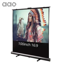 AAO 80 100inch 16:9 Projector Screen Floor Stand Cinema Office PPT Home White Fabric LED LCD DLP Projectors HD Projection Screen