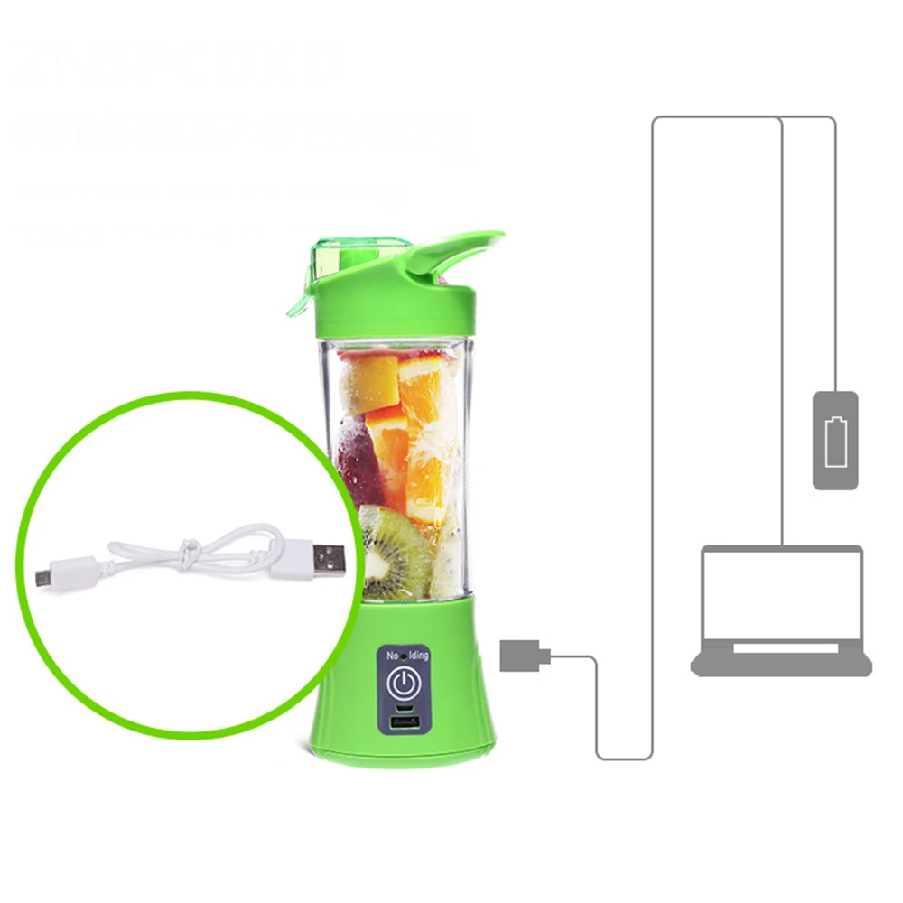 Blender Mixer 380ml Plastic Charging Juicer Extractor Blender Mode Machine Smoothie Maker Household Small Juice Extractor