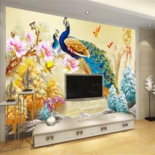 Beibehang пользовательские 3D обои Гостиная Спальня Фреска Павлин рельеф цветок диван ТВ фон Настенные обои для стен 3 d