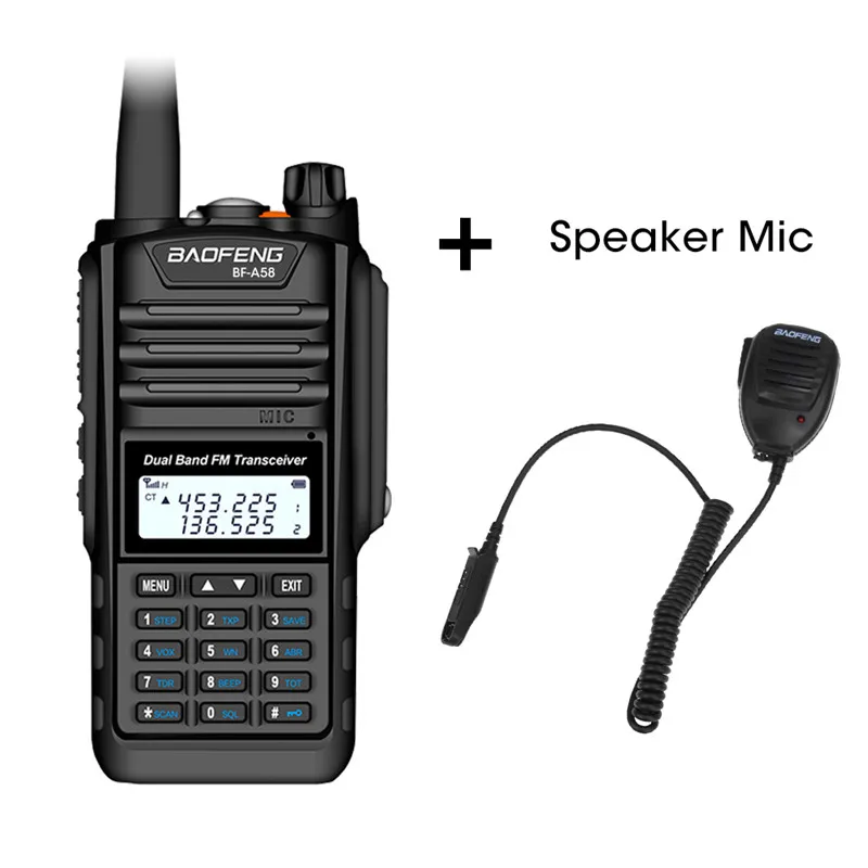 add Speaker Mic Baofeng BF-A58 портативная рация IP68 Водонепроницаемый 128CH двухдиапазонный UHF VHF двухстороннее радио Ручной fm-приемопередатчик CB Ham радиостанция - Цвет: add Speaker Mic