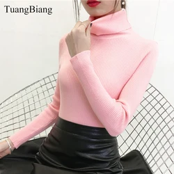 2021 Autumn Winter Turtleneck Pullovers Pink Sweater Knit Elasticity Long Sleeve Vintage Sweater Feminino Solid Color Sweaters 2021 Autumn Winter Turtleneck Pullovers Pink Sweater Knit Elasticity Long Sleeve Vintage Sweater Feminino Solid Color Sweaters