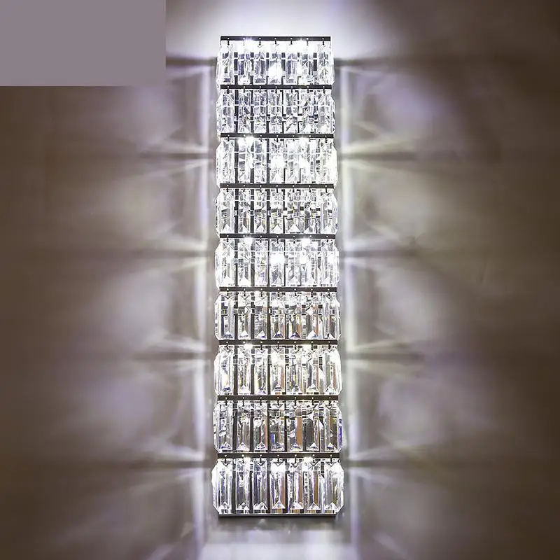 Modern Large Exquisite Crystal Lighting Parlor Tall Crystal Wall Sconce