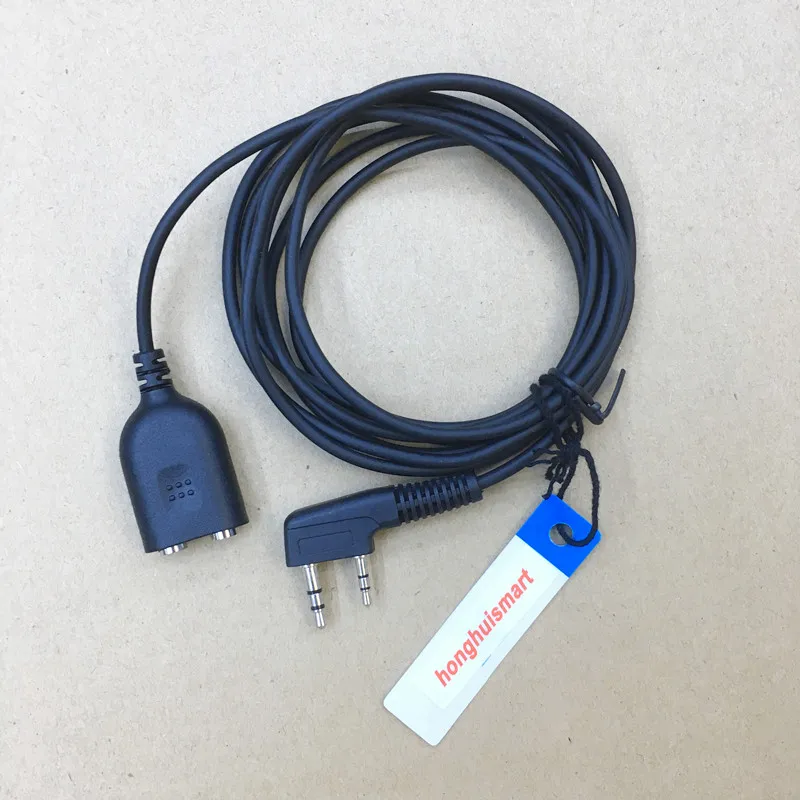 honghuismart extend cable 2m for microphone headphone K to K 2pins for Kenwood Baofeng Wouxun Puxing Quansheng TYT walkie talkie