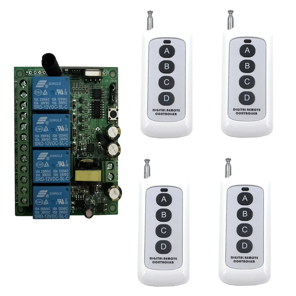 4-Wege AC220V Home LED Licht Digital Receiver Transmitter Fernbedienung Schalter