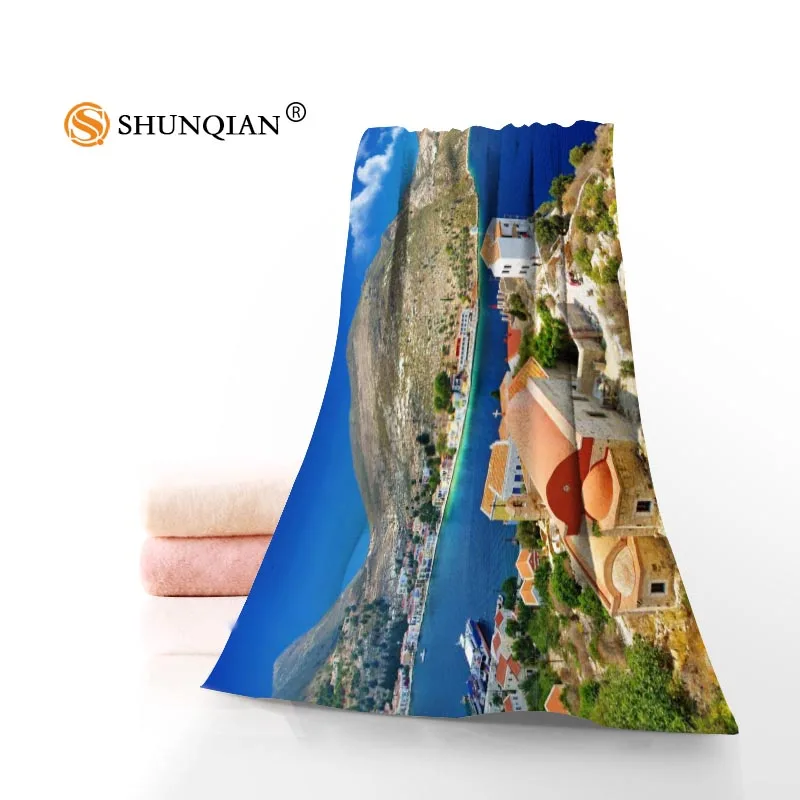 Custom Greece Santorini Island Towels Microfiber Fabric Popular Face Towel/Bath Towel Size Print your picture - Цвет: Многоцветный