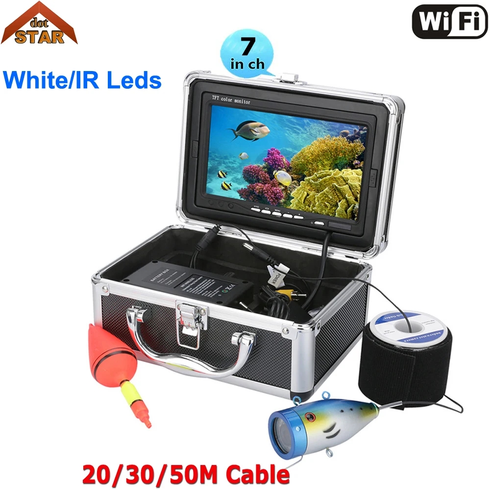 Professional Fish Finder Underwater Fishing Video Camera Wifi 7Color Monitor 1000TVL HD CAM 12pc Infrared lights ice FishFinder eyoyo 930m touch screen infrared hd 1000tvl underwater fishing camera fish finder video fishfinder ocean river sea boat fishing