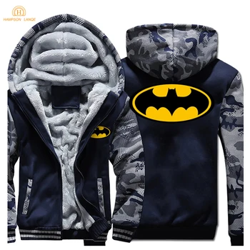 

Super Hero Batman Sweatshirts Men 2019 Winter Jackets Mens Warm Fashion Thick Hoodies Men Hip Hop Brand Streetwear Men's Coat