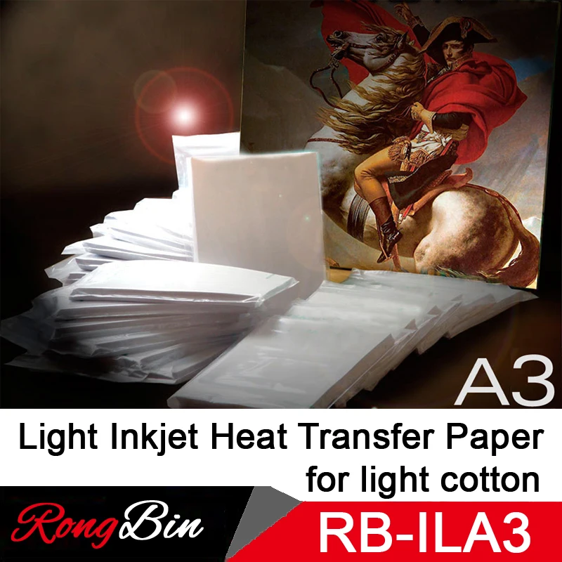 80 Sheets A3 Inkjet Light Transfer Paper Sublimation Heat Transfer Paper for DIY Light Cotton Fabric