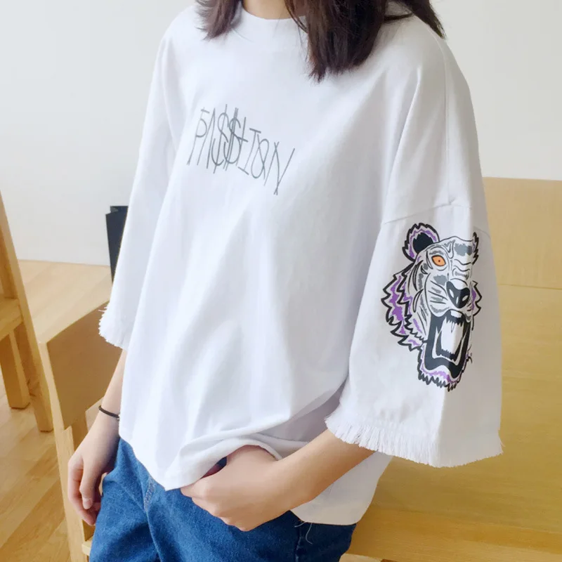 

Mr.nut fashion tiger head printing T-shirt women's Korean summer short-sleeved loose casual women's T-shirt