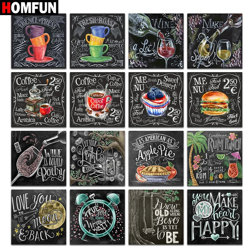 

HOMFUN Full Square/Round 5D DIY Diamond Embroidery "Blackboard text" Diamond Painting Cross Stitch Rhinestone 5D Decor gift