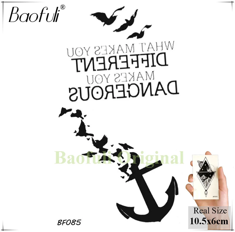 Водостойкая тату наклейка Baofuli tempocary с геометрическим рисунком льва лисы розы