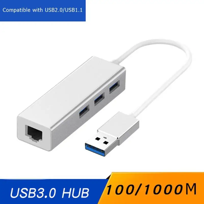 

New 4 in 1 USB HUBS for Laptop Desktop USB3.0 RJ45 LAN Network Converter Cable Adapter Splitter Support IPV4/IPV6 Wake-on-LAN