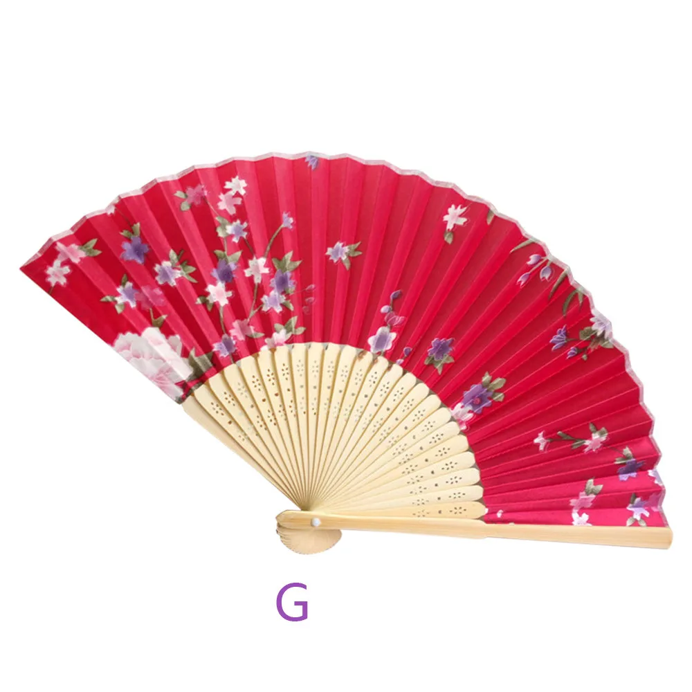 Летние винтажные бамбуковые складные ручные Цветочные веера китайские танцевальные вечерние карманные подарки свадебные красочные дропшиппинг 72 - Цвет: G