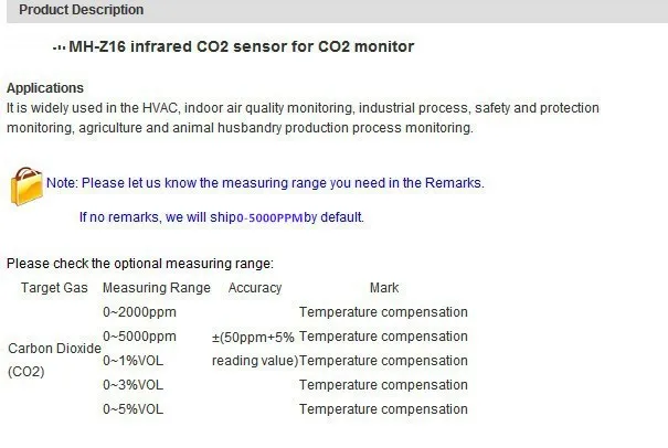 Обучение с инфракрасным датчиком углекислого газа MH-Z16 CO2 теплицы сельского хозяйства для CO2 Монитор