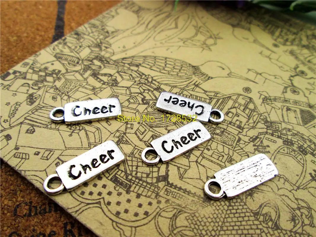 

30 шт. талисман cheer s старину Серебряный тон талисман cheer Подвески 17x18mm