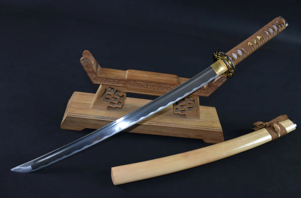 Ручная работа японский вакидзаси Самурай меч 1045 углеродистая сталь настоящий острый меч катана край