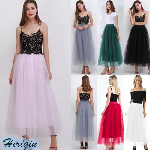 

Summer Skirts 2019 NEW Women Summer Casual Solid Elastic High Waist Double Layers Tulle Skirts 6 color