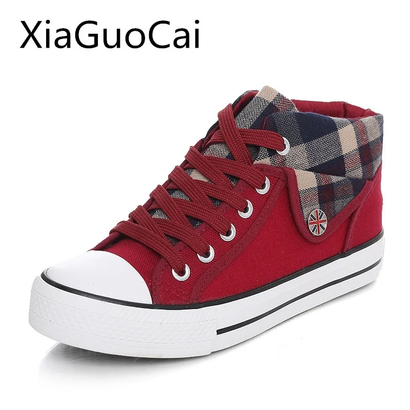 

Woman's Canvas Shoes Spring and Autumn Female Plaid Patchwork Canvas Shoes Flat with Fashion Casual Shoes for Ladies