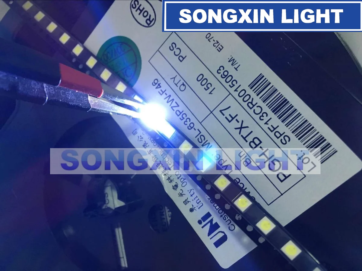 200 шт. UNI 3537 3535 1 Вт Светодиодный чип 2 90LM 3v холодный белый ЖК подсветка для ТВ