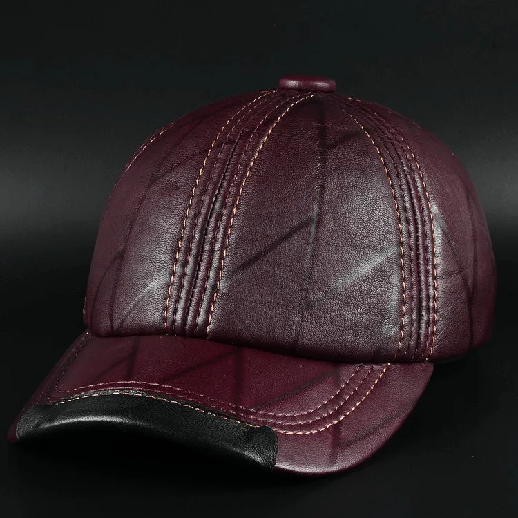 Boolawdee новые модные потепление человек Регулируемый кожаный бейсболка для отдыха для мужской Boyfriend Повседневная шапка M831 - Цвет: Фиолетовый