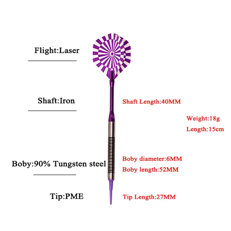 Профессиональная Дротика s 3 шт. фиолетовая с мягким наконечником дротика s 18 г профессиональная Вольфрамовая Дротика s полеты профессиональная Дротика электронная Дротика s