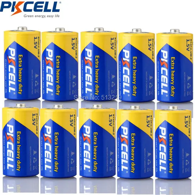 10PCS PKCELL C size battery R14P UM2 Batteria 1.5V Super Heavy Duty Dry