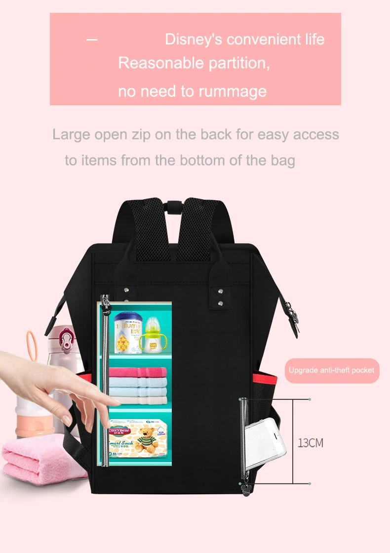 Disney Материнство Твердые пеленки мешок милый ребенок уход сумки Мумия рюкзак для матерей прогулочная коляска водонепроницаемая крыша мешок для ребенка