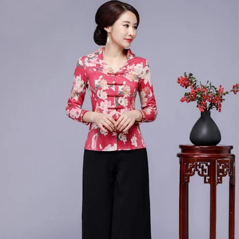 

Autumn New Women Cheong-sam Collar Tops 2018 New Style Mother Wedding Costume Tradition Chinese Lady Jacket Coat Mujer Camisa