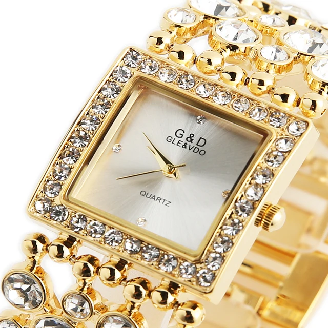 G&D Luxury Brand 2018 Women's Bracelet Watches Diamond Gold Ladies Dress Watch Q G&D Luxury Brand 2018 Women's Bracelet Watches Diamond Gold Ladies Dress Watch Q