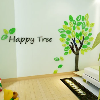 

Happy tree 3d Acrylic Wall stickers For kids room Children's room DIY decoration Bedroom cartoon Art wall decorate