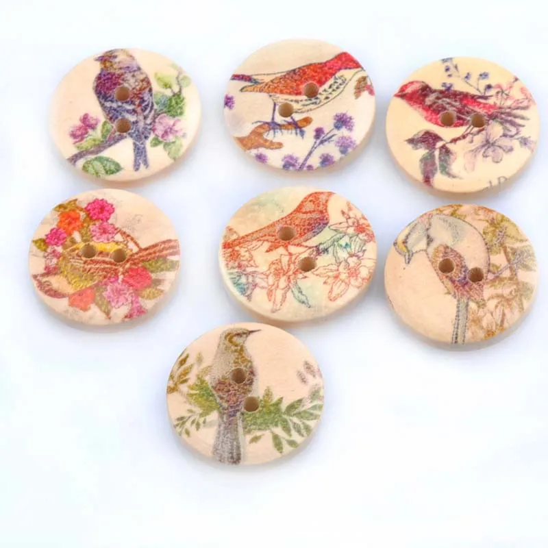 Sewing Accessories High Quality Popular Hot Sale Clothing Crafts Painted Sewing Gear Handwork 20PCS/Lot Wood Buttons