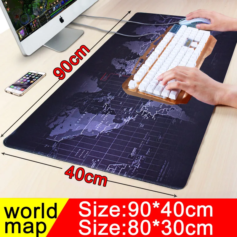  900x400 Gaming Mouse Pad Large Mause Pad Keyboard Computer Locking Edge Mousepad World Map Rubber B