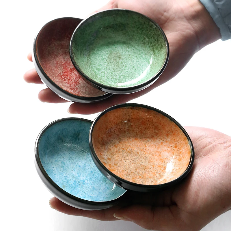 

2PCS/Lot Japanese-style Ceramic Weidie Underglaze Vintage Seasoning Mini Dish Home Tableware Accessories Saucer Soy Sauce Holder