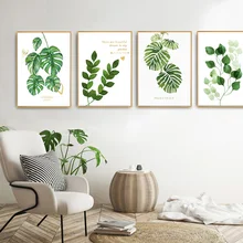 

Nordic Minimalist Canvas Poster Green Tropical Plants Palm Turtle Leaf Canvas Wall Pictures For Living Room Home Decor Unframed