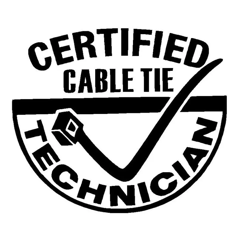

15.2CM*13.1CM Certified Cable Tie Technician Vinyl Decal Car Sticker Funny Car Styling Decoration Black Sliver C8-0991