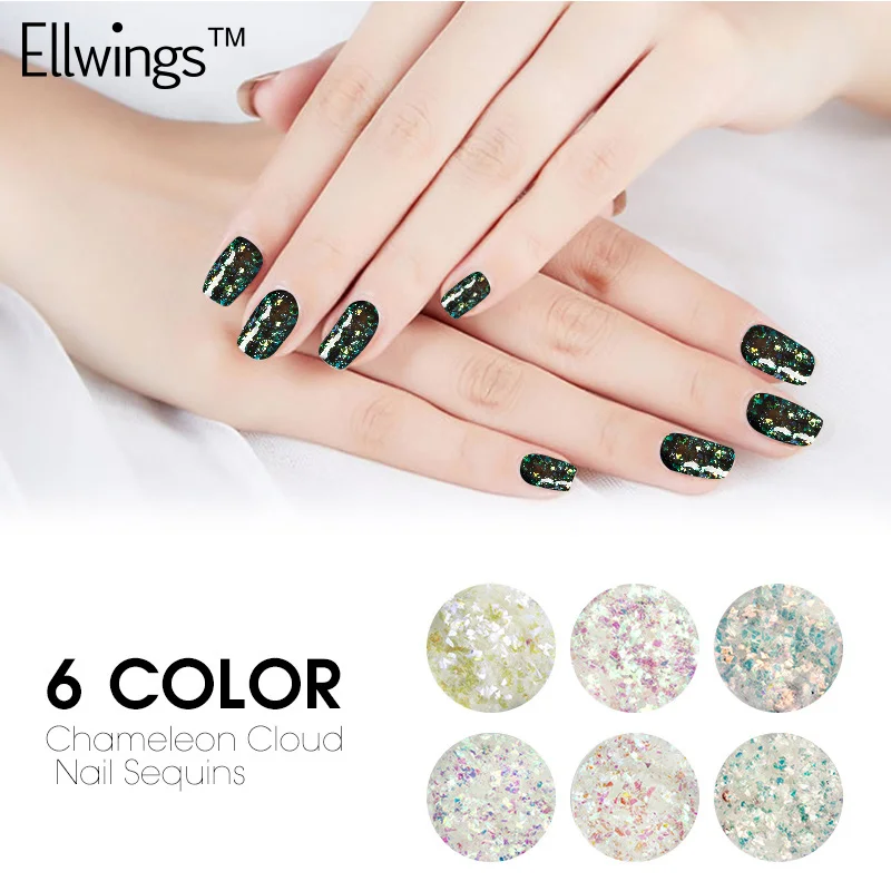 

Ellwings Nail Art Glitter Chameleon Could Nail Sequins Magic Mirror Effects Paillette Irregular Powder Chrome Pigment Laser