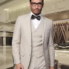 Итальянский стиль хаки Жених приталенные смокинги Лучший мужской костюм мужской свадебный Выпускной ужин костюмы(пиджак+ брюки+ жилет) Блейзер masculino