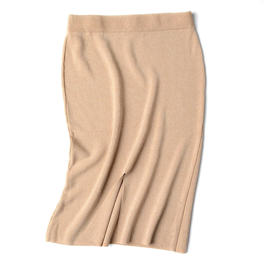 SINGRAIN летние женские трикотажные юбки-карандаш, шелковые сексуальные весенние тонкие облегающие юбки средней длины, повседневная юбка в стиле хип-хоп с разрезом, посылка