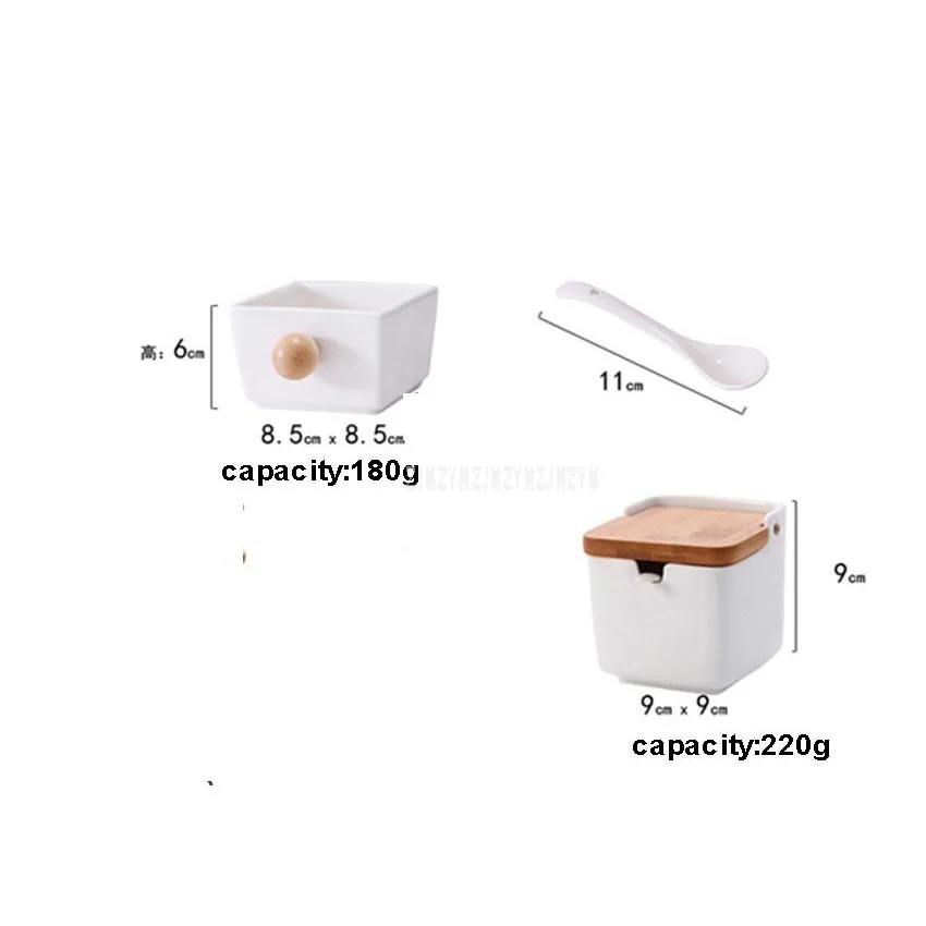 Белый простой сахарница домашний кухонный набор керамический для соли и перца горшок для приправ баночки бамбуковая рамка подвесная на стену кухонный инструмент