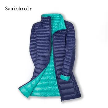 

Sanishroly 2018 Double Coat Women White Duck Down Coats Slim Ultra Light Down Jacket Female Midi Long Outwear Plus Size 4XL S285