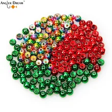 50pcs/lot Tungsten Fly Tying Beads Fly Fishing Nymph Head Ball Beads Red Green Rainbow