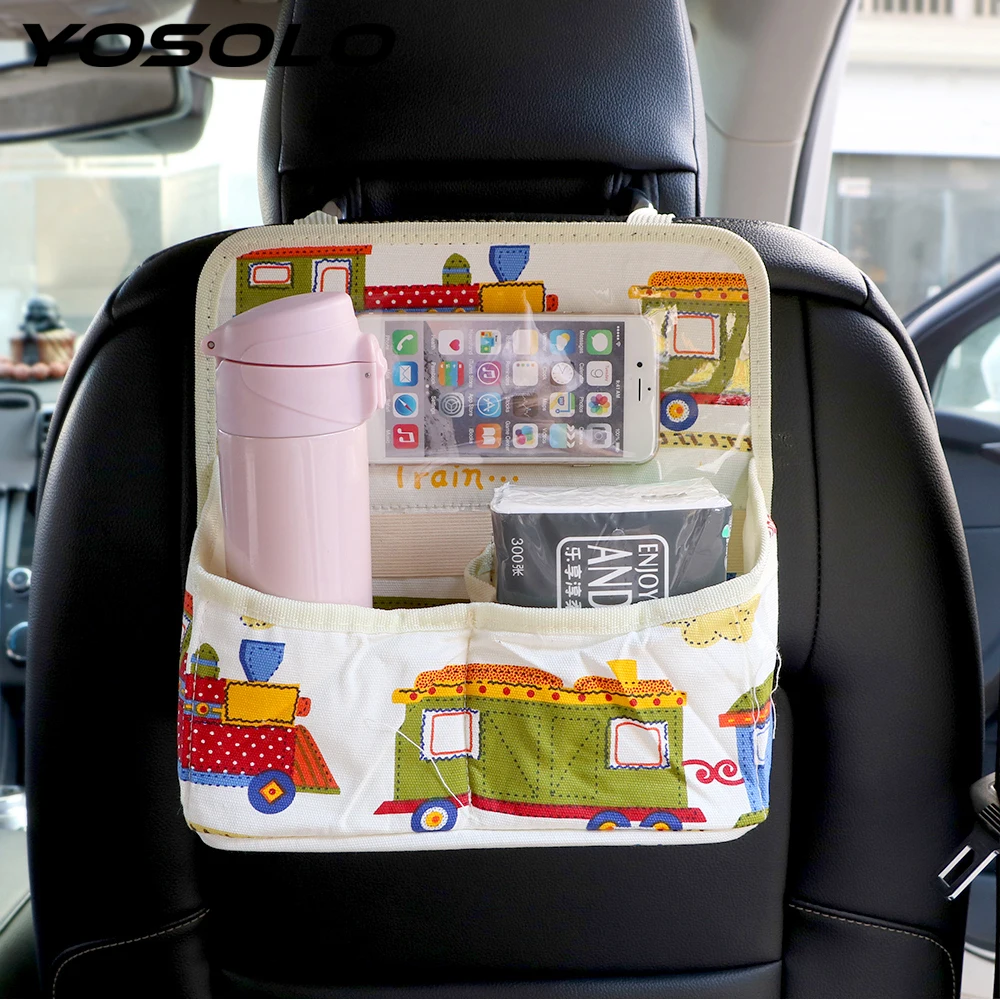 

YOSOLO Car Back Seat Organizer Cartoon Universal for Phone Ipad Car-styling Stowing Tidying kid Interior Accessories Storage Bag