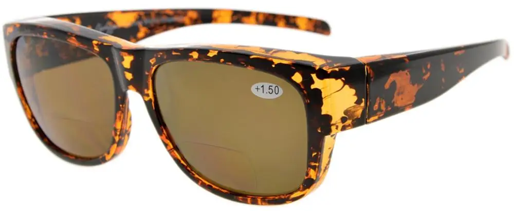 S022PGSG очечник, поликарбонат, поляризационные бифокальные Солнцезащитные очки, защита от солнца, чтобы носить поверх обычных очков - Цвет оправы: DEMI