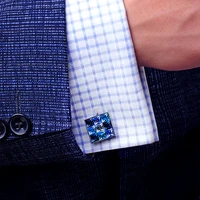 Blue Square Crystal Cufflinks 3