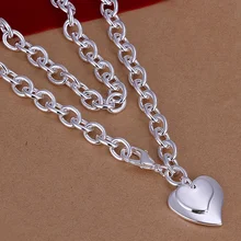 Silver plated exquisite gorgeous fashion charm heart women men soulmate necklace noble luxury wedding lady Silver jewelry N252