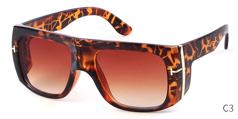 C3 LEOPARD TEA Большие футуристические солнцезащитные очки для мужчин и женщин, Модные фирменные дизайнерские винтажные Ретро леопардовые оправы с плоским верхом, солнцезащитные очки Tom S062 - Цвет линз: C3 LEOPARD TEA